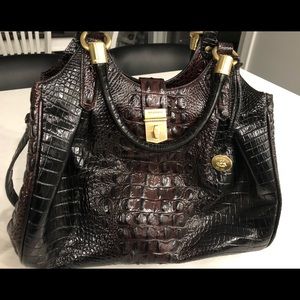 Brahmin chocolate/black croc bag
